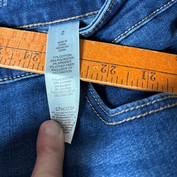 Chico’s Girlfriend Straight Leg Ankle Elegant Embroidered Jeans - Picture 4 of 9